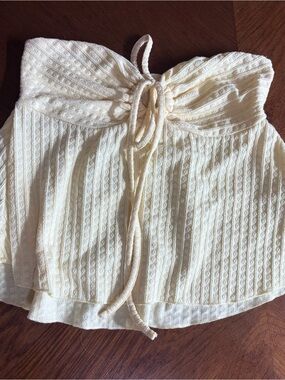 SHEIN Pale Yellow Knit Tube Top with Front Tie
